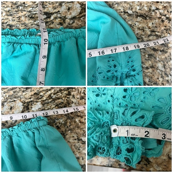 American Eagle Aqua Blue Eyelet Scallop Hem Shorts S - Picture 4 of 11